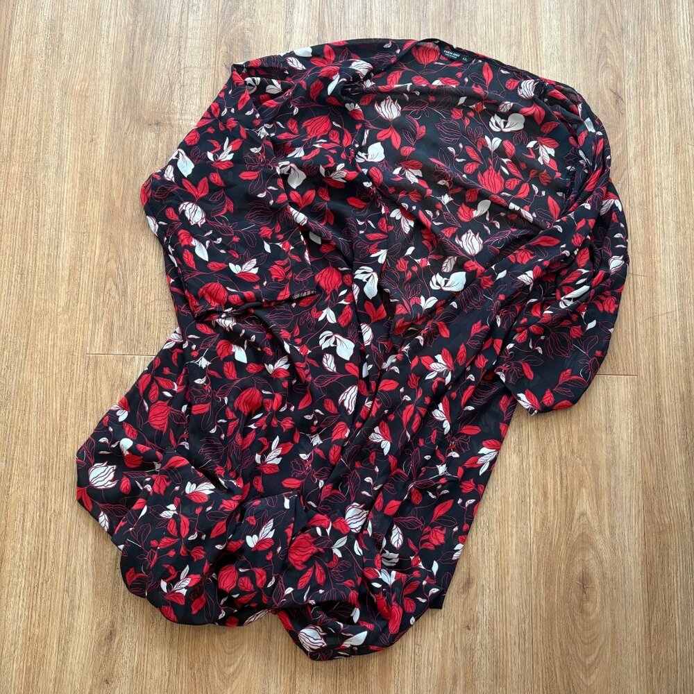 Shein Curve Half Sleeve Long Open Cardigan Duster Floral Women’s Size 4XL